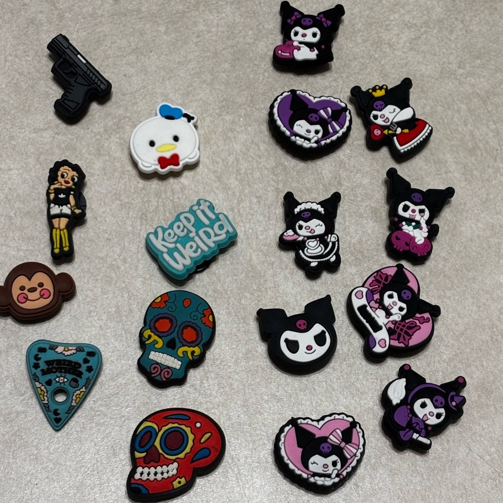 Pick 2 Croc shoe charms, Tokidoki, Betty Boop, Sugar Skulls, Ouija, & more
